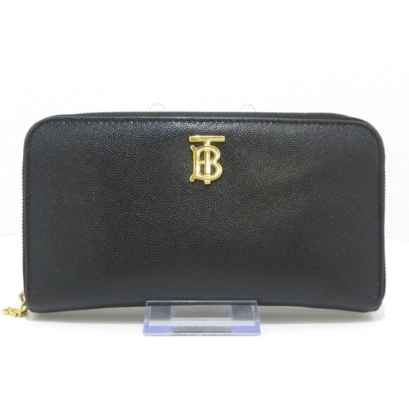 Auth Burberry Black Leather Long Wallet - Picture 1 of 6